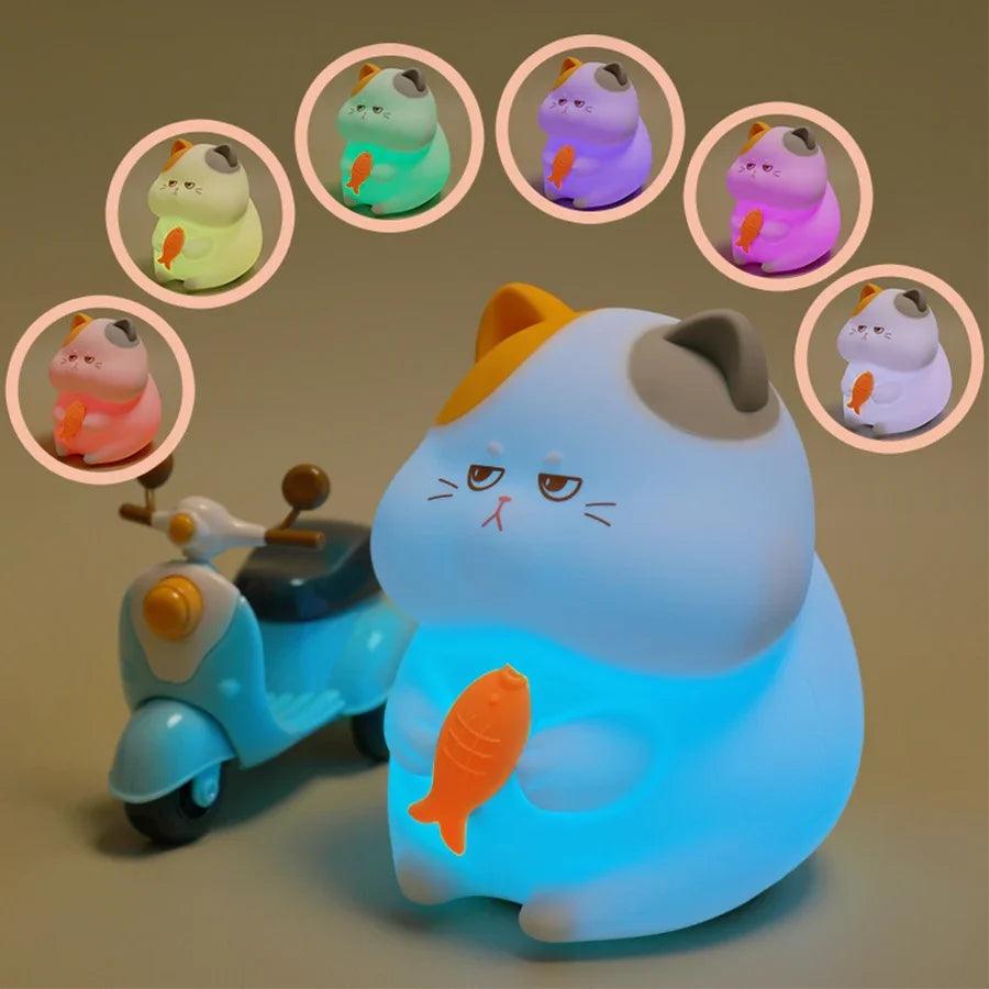 Squishy Greedy Cat Night Light – Soft Silicone Lamp by Nighli.